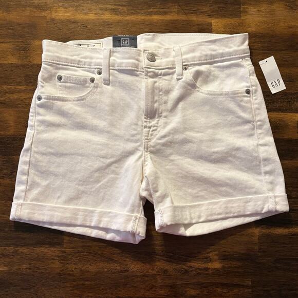 Gap Pants - Gap Women’s 0 / 25 Shorts Mid Rise White Denim Cuffed 5" Inseam Stretch